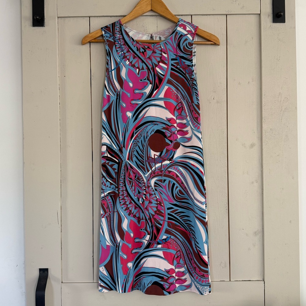 Emilio Pucci Pink & Blue Grasshopper Mini Dress - Picture 4 of 12